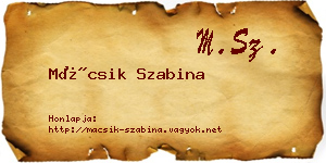 Mácsik Szabina névjegykártya